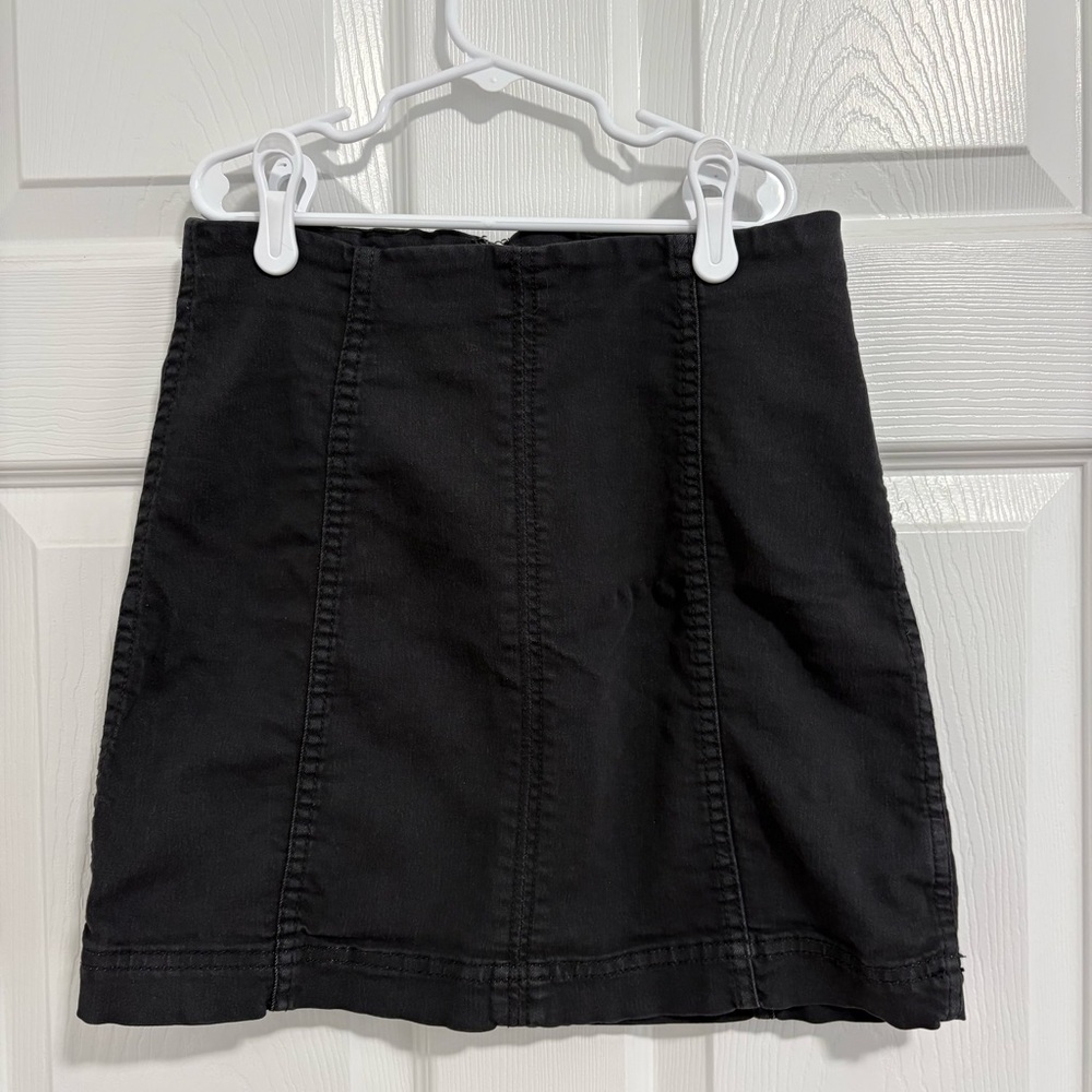 Free People Black Denim Mini Skirt